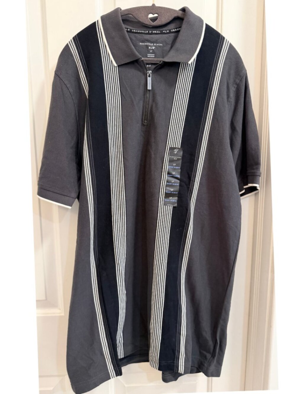 Shaquille O'Neal XLT Gray 1/4 Zip Striped Polo NWT